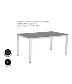 MWH Loft-Tisch Elements, Ca. B160/H74/T90 Cm 10 MWH Loft-Tisch Elements, Ca. B160/H74/T90 Cm -Dehner 1897149 WE IG 001 ElementsTisch160x90x74cmSilberNEU