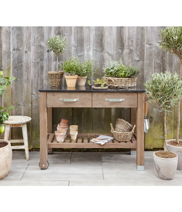 Dehner Premium Holz-Pflanztisch Windsor, Ca. B110/H84/T55 Cm 4 Dehner Premium Holz-Pflanztisch Windsor, Ca. B110/H84/T55 Cm – Bild 2