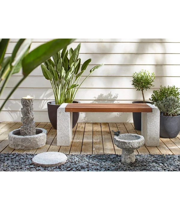 Dehner Granit-Gartenbank, Ca. B120/H45/T35 Cm, Grau/braun 4 Dehner Granit-Gartenbank, Ca. B120/H45/T35 Cm, Grau/braun – Bild 2