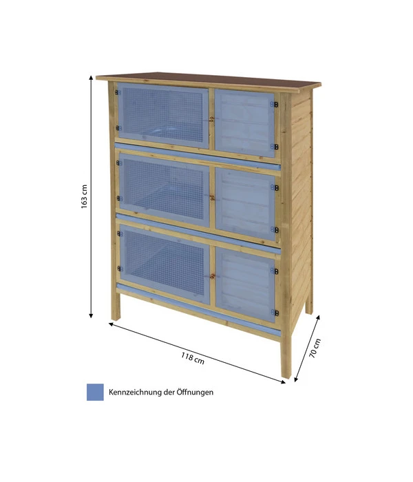 Elmato® Kaninchenstall Bavaria King, 3-stöckig, Ca. B118/H163/T70 Cm 5 Elmato® Kaninchenstall Bavaria King, 3-stöckig, Ca. B118/H163/T70 Cm – Bild 3