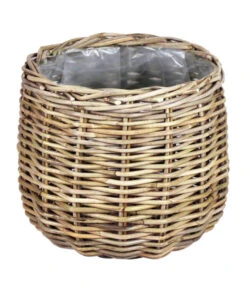 Van Der Leeden Rattan-Topf, Rund, Grau