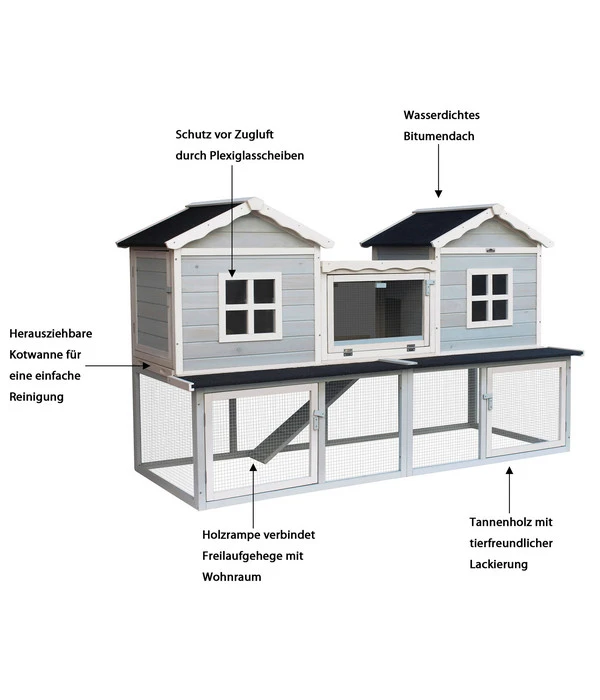 Dehner Nagerheim Happy Home Refugio, Ca. B190/H117/T76 Cm 5 Dehner Nagerheim Happy Home Refugio, Ca. B190/H117/T76 Cm – Bild 3