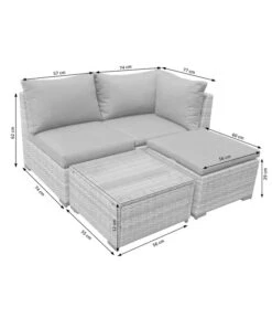 Dehner Balkonset Como, 4-teilig -Dehner 6894166 WE DE 001 BalkonSetComoSkizze